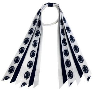 navy and white narrow ribbon streamers, repeating Penn State Athletic Logos, ponytail band